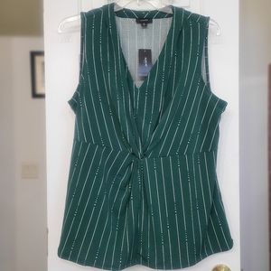 Alfani Twist-Front Sleeveless Top, 1X, Green